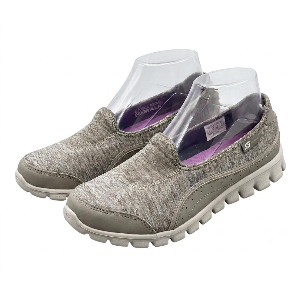 Skechers Womens Gray‎ Slip-On Walking Shoes SKUW371 Heathered Sneakers
